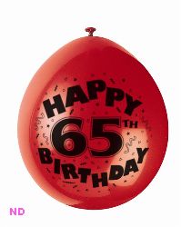 Balloons 'HAPPY 65th BIRTHDAY' 9" Latex Balloons (10)  