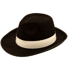 Felt Gangster Hat Black with White Band 