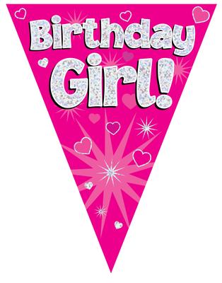 Holographic Birthday Girl Bunting