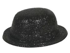 Glitter Bowler Hat Black