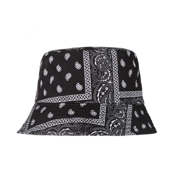 Black Reversible Paisley Bucket Hat 