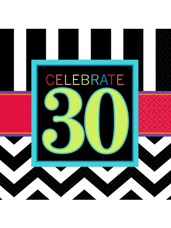 Happy Birthday Chevron Design 30 Napkin  