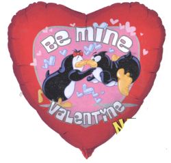 Foil Balloon 'BE MY VALENTINE' Penguins 18" (Requires Helium) *** 1 ONLY IN STOCK ***