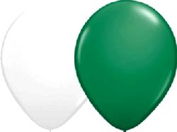  Balloons Standard 12" Green And White 