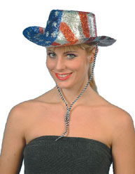Glitter Cowboy Hat USA Star's n Stripe's
