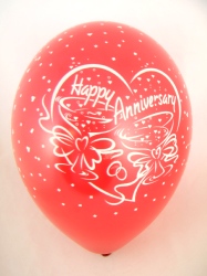 Balloons 'HAPPY ANNIVERSARY' Red 12" Bag Of 25 