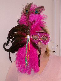 Feathered Mask Pink Sequin Mask With Full Plume Of Feathers