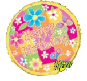Foil Balloon HAPPY BIRTHDAY Flowers And Butterfly