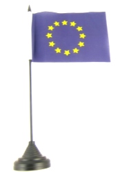 Euro Blue Star Table Flag with Stick and Base