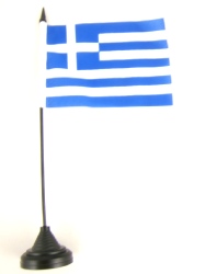 Greece Table Flag with Stick and Base