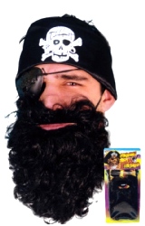 Pirate Beard Black Nylon Deluxe Carded (Quantity 1)  *** 2 ONLY IN STOCK ***