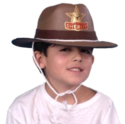 Cowboy Sheriff Hat Brown Eva - Child's With Cord (1)