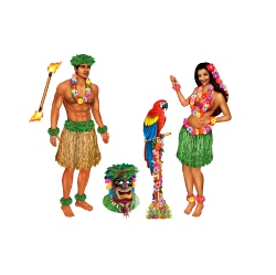 Hula Girl And Polynesian Guy Props (5 In A Pack)
