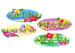 Hawaiian Sign Cutout Printed (4 In A Pack)