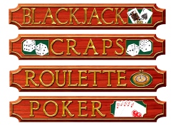Casino Sign Cutouts Printed (4 In A Pack)