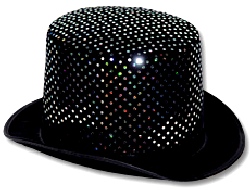 Top Hat Topper Black Felt With Silver Sequins