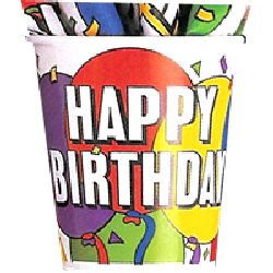 Balloons Birthday Party Cups - 8 per pack
