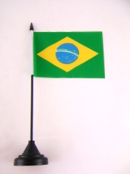 Brazil Table Flag with Stick & Base