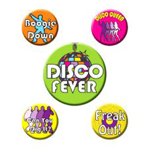 Disco Badges 5 badges with different designs