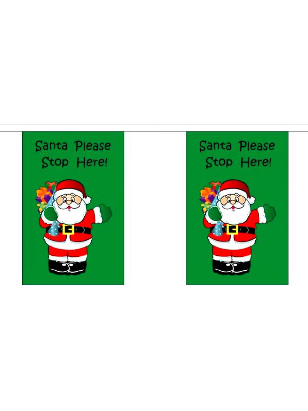 Santa Stops Here Flag Bunting Rectangular Flags 9m long 32 flags 