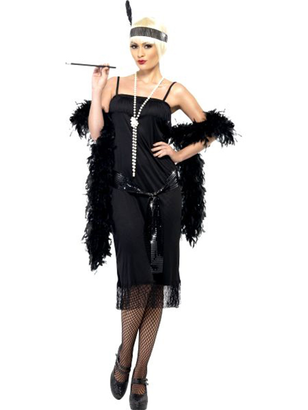 20s flapper gangster dress includes sash and headpiece