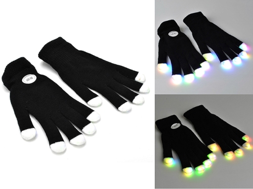 Flashing LED Black Gloves