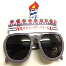 Birthday Cake Glasses With Candle - Grey
