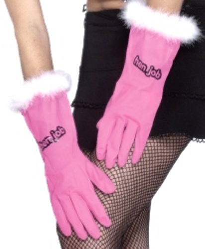 Hen Job Gloves with Fur Trim