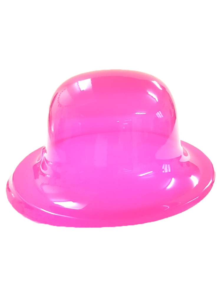 Hot Pink Plastic Bowler Hat