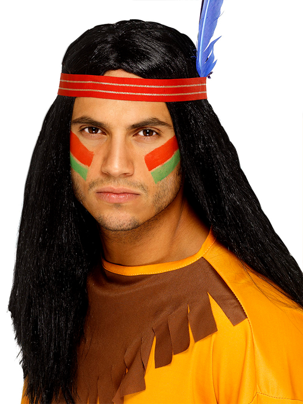 Indian Brave Wig Headband With Feather (1)