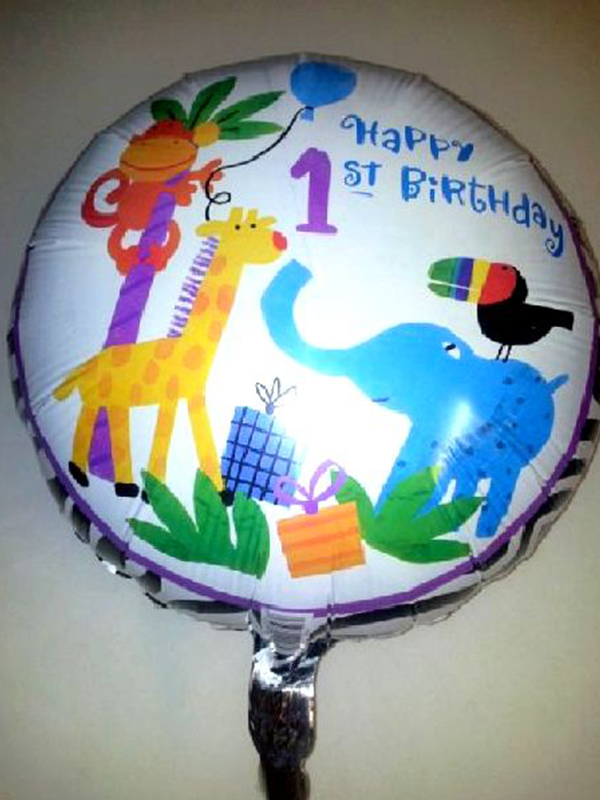 Foil Balloon 'HAPPY 1ST BIRTHDAY ' Jungle Animals