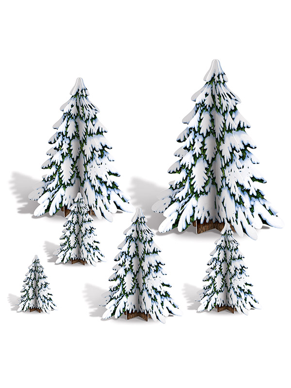 3-D Winter Pine Tree Centrepieces 4"-12½"