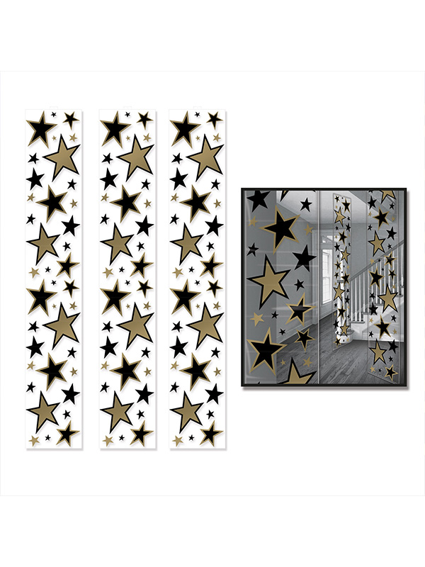 Star Party Panel Decorations - Black and Gold