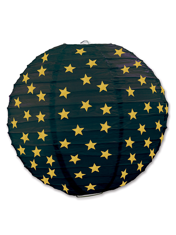 Star Paper Lanterns - Black & Gold
