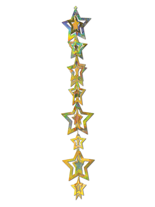 3-D Prismatic Star Gleam Hanging Garland