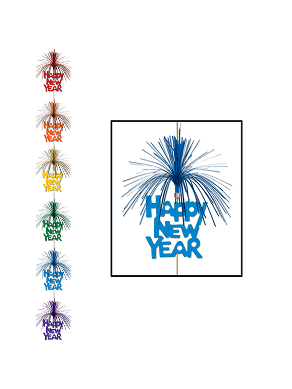 Happy New Year Firework Stringer Decoration - Multi Coloured 