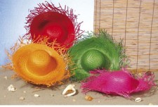 Coloured Straw Beach Hats - Pack of 4 
