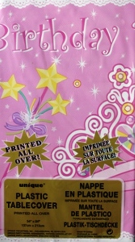 Birthday Princess Party Plastic Leak-Proof Tablecover Size 54" x 96".