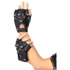 Punk Gloves, Black, with Studs 