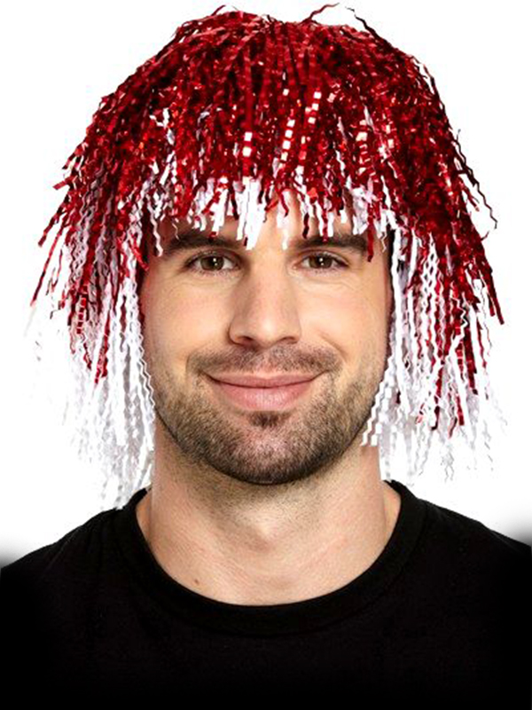 Cyber Tinsel Wig - Red & White