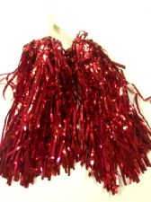 Red Pom Poms -sold in pairs- Metallic