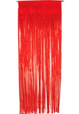 Foil Slashed Curtains Red  