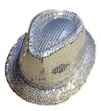 Sequin Gangster Hat - Silver  *** 4 only in stock **