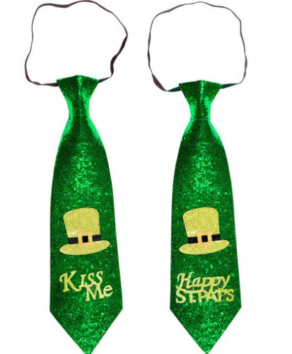 St Patrick's Day Green Glitter Tie