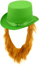 Happy St Patrick's Day Topper Hat Green With Beard 