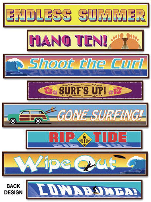 Surfer Street Sign Cardboard Cutouts