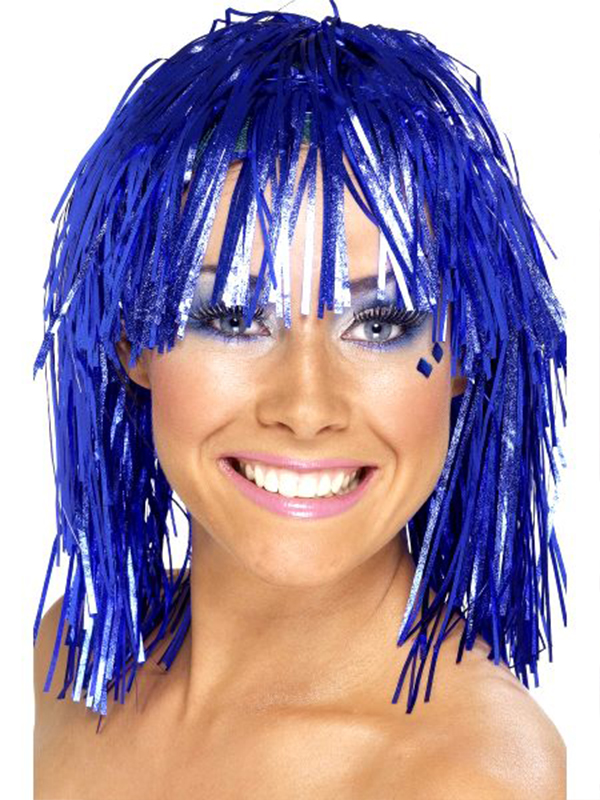 Cyber Tinsel Wigs Blue