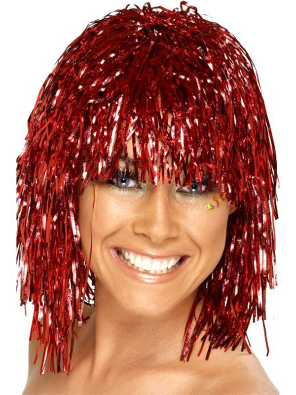 Cyber Tinsel Wigs - Red