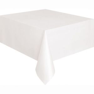 White Plastic Tablecloth 137cm x 274cm