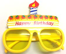 Birthday Cake Glasses With Candle - Yellow